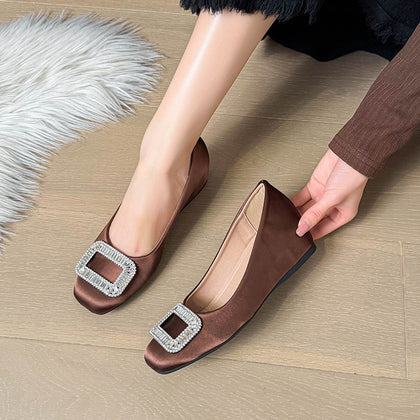 TAOMENGSI Women's Elegant Suede Commuter Flats profile view