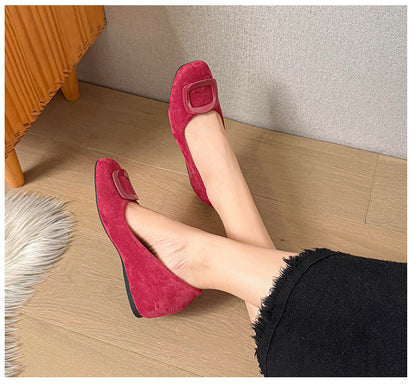 TAOMENGSI Women's Round-Toe Buckle Suede Flats alternate view 11