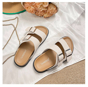 TAOMENGSI Women's Vintage Leather Double-Strap Sandals alternate view 9