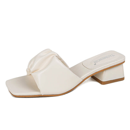 TAOMENGSI Women's Pleated One-Strap Square-Toe Chunky Heel Sandals product image 6