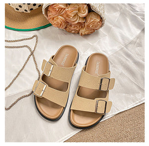 TAOMENGSI Women's Vintage Leather Double-Strap Sandals alternate view 13