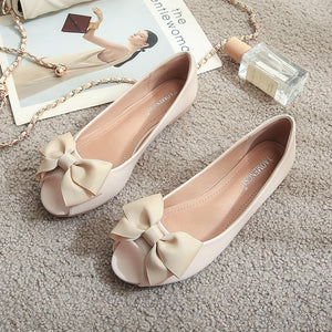 TAOMENGSI Women's Bow Open-Toe Soft Leather Loafers product image 1
