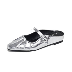 TAOMENGSI Women's Pleated Strap Square-Toe Mary Jane Mules product image 5
