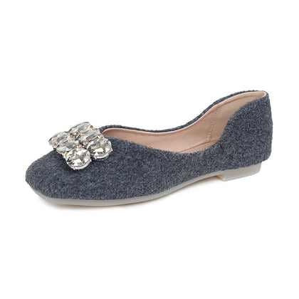 Gray Women's Square-Buckle Soft-Sole Slip-On Flats – product view 6