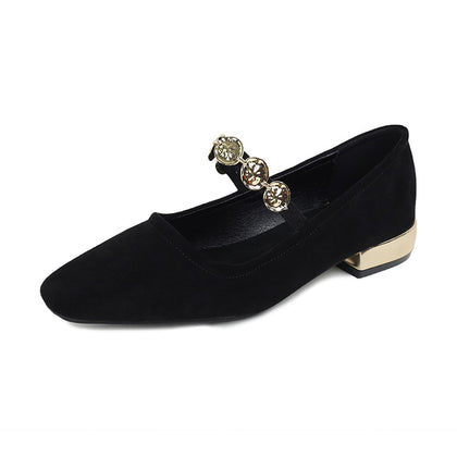TAOMENGSI Women's Square-Toe Commuter Mary Jane Flats pair view