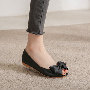 TAOMENGSI Women's Bow Open-Toe Soft Leather Loafers product image 4