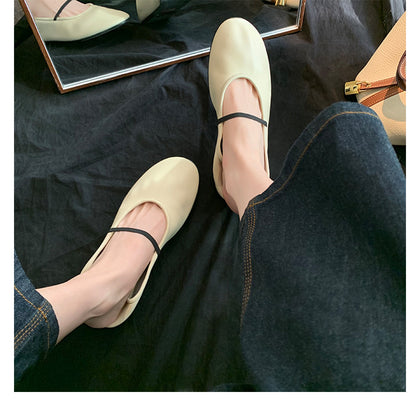 TAOMENGSI Women's Shallow Mary Jane Ballet Flats profile view