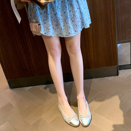 Women's Bow Patchwork Round-Toe Ballet Flats – product view 4