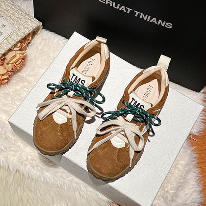 Women's Genuine Leather Plush Platform Trainer Sneakers – product view 3
