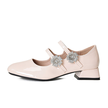Women's Rhinestone Floral Square-Toe Mary Jane Heels – product view 5