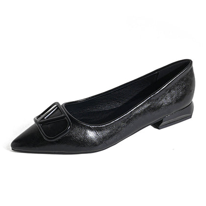 TAOMENGSI Women's Pointed-Toe Chunky Heel Pumps front angle view