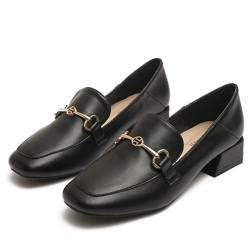 TAOMENGSI Women's Square-Toe Leather Loafers, Minimalist Low-Cut Slip-On Summer Pumps