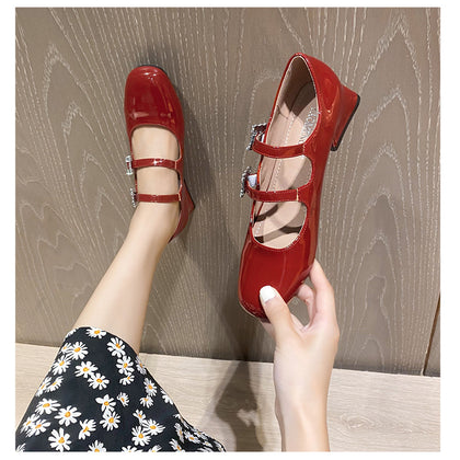 TAOMENGSI Women's Square-Toe Leather Mary Jane Pumps alternate view 12