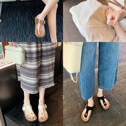 Women's Wide-Strap Square-Buckle Footbed Sandals – product view 3
