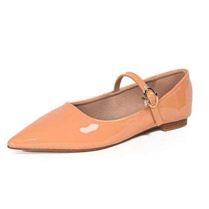 Nude Pink Women's Patent Pointed-Toe Mary Jane Flats – product view 7