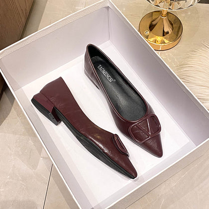 TAOMENGSI Women's Pointed-Toe Chunky Heel Pumps alternate product view