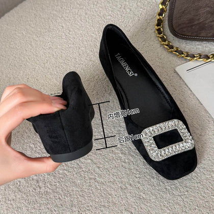 TAOMENGSI Women's Suede Pumps with Crystal Buckle alternate product view