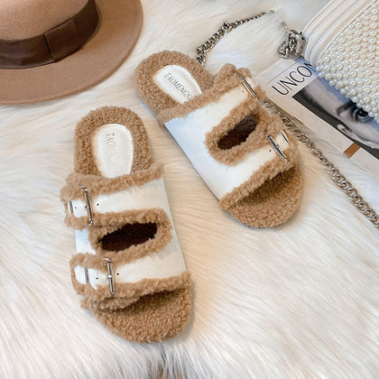 Women's Double-Strap Plush-Lined Platform Slippers – product view 2