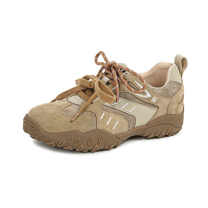 Apricot Women's Genuine Leather Hidden-Wedge Plush Sneakers – product view 8