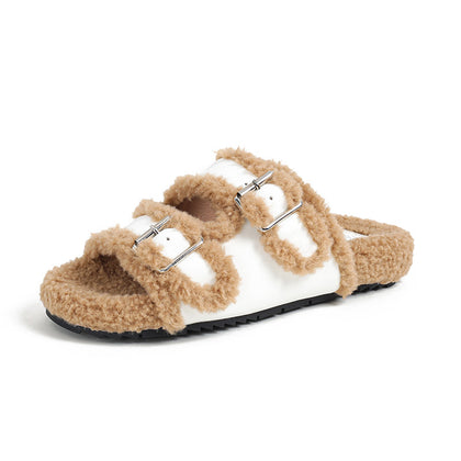 Women's Double-Strap Plush-Lined Platform Slippers – product view 5