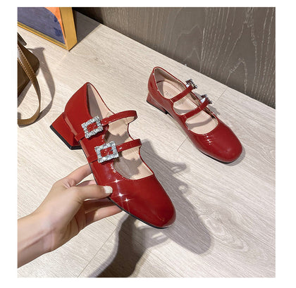 TAOMENGSI Women's Square-Toe Leather Mary Jane Pumps alternate view 11
