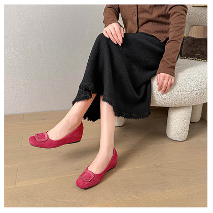 TAOMENGSI Women's Round-Toe Buckle Suede Flats alternate view 10