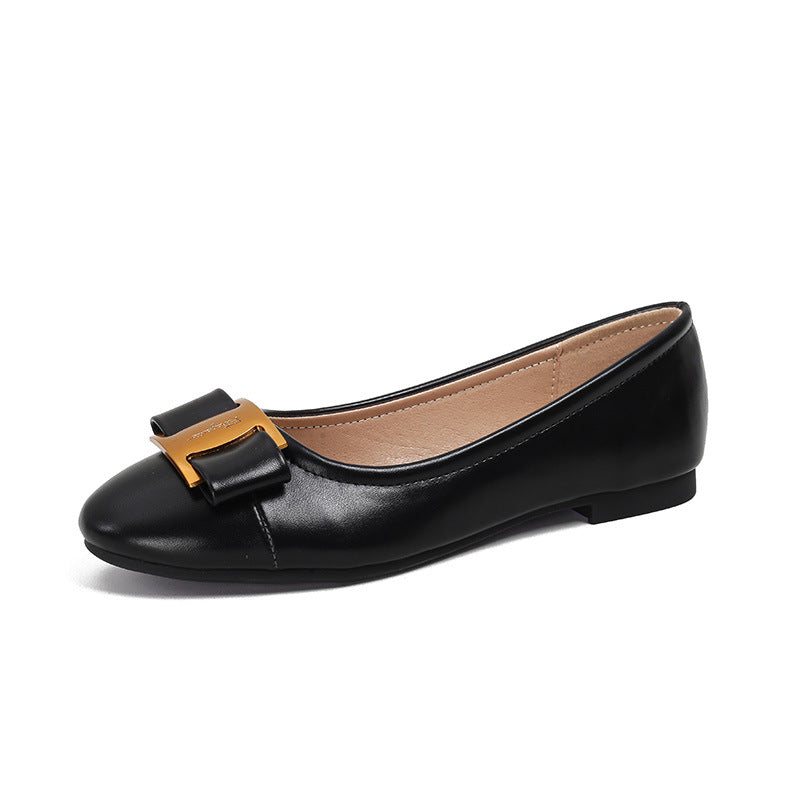 TAOMENGSI Women's Colorblock Bow Chunky Heel Pumps pair view