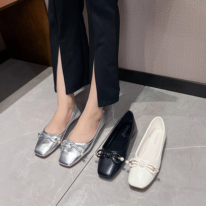 Women's Pearl-Bow Soft-Sole Ballet Flats – product view 3