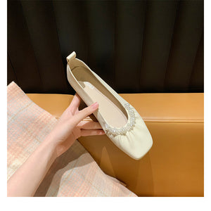 TAOMENGSI Women's Square-Toe Pearl Soft-Sole Flats alternate view 11