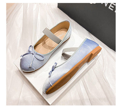 TAOMENGSI Women's Silk Satin Bow Mary Jane Ballet Flats alternate view 12