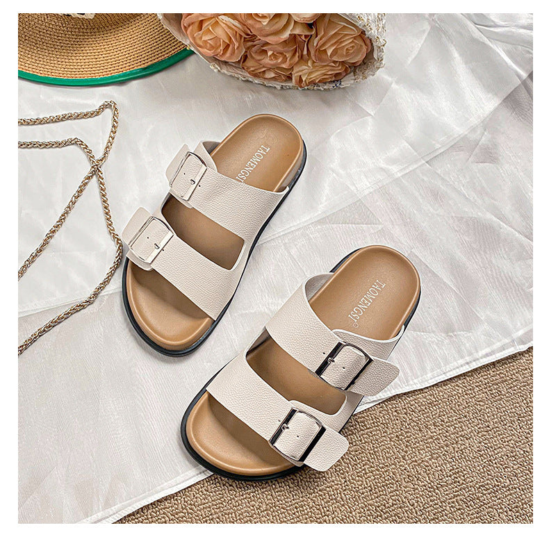 TAOMENGSI Women's Vintage Leather Double-Strap Sandals alternate view 11