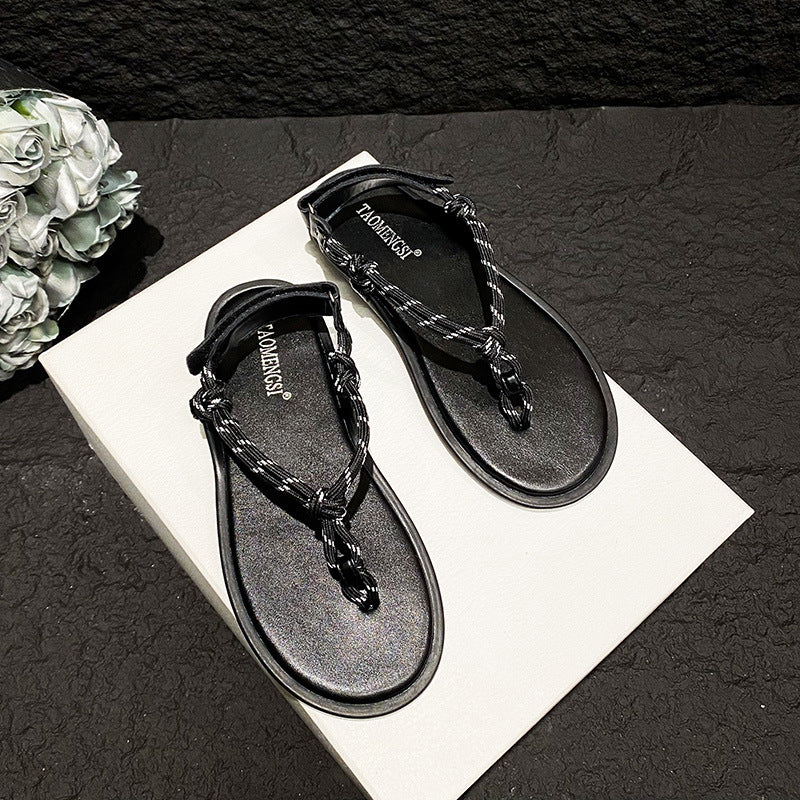 TAOMENGSI Women's Knotted Perforated Flat Sandals product image 1