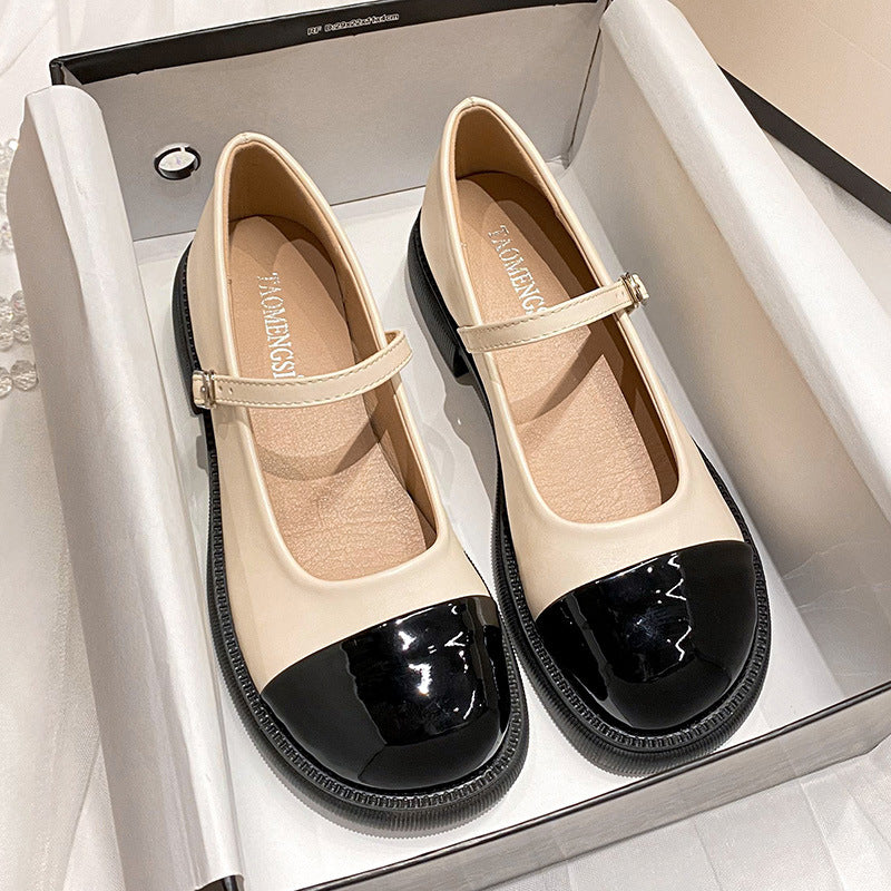 Apricot cap-toe platform Mary Jane pump pair