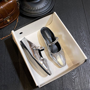 TAOMENGSI Women's Pleated Strap Square-Toe Mary Jane Mules product image 7