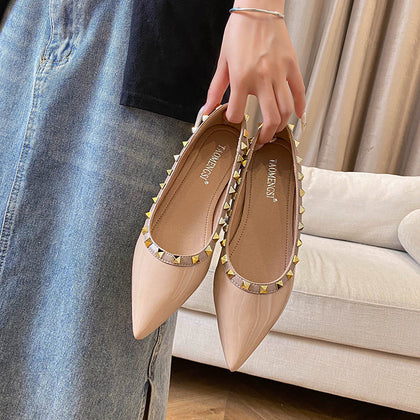 Women's Rivet Pointed-Toe Ballet Flats – product view 1