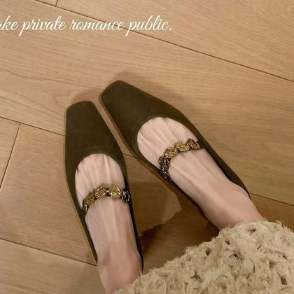 TAOMENGSI Women's Square-Toe Commuter Mary Jane Flats product photo