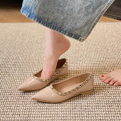 Apricot Women's Rivet Pointed-Toe Ballet Flats – product view 6