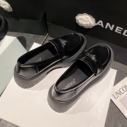 Women's Round-Toe Platform Leather Loafers – product view 2
