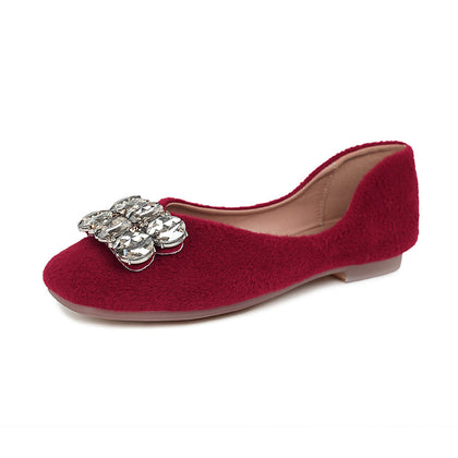 Red Women's Square-Buckle Soft-Sole Slip-On Flats – product view 9