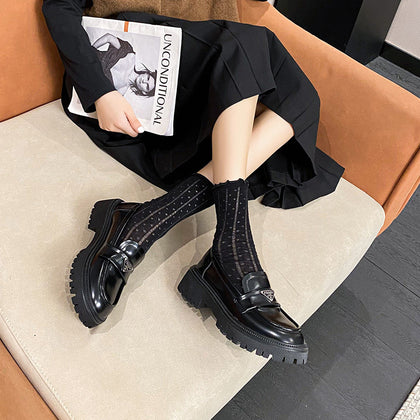 Women's Round-Toe Platform Leather Loafers – product view 4