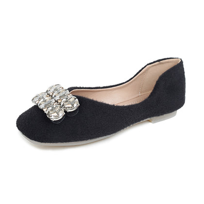 Black Women's Square-Buckle Soft-Sole Slip-On Flats – product view 8