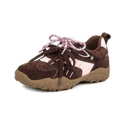 Dark Brown Women's Genuine Leather Hidden-Wedge Plush Sneakers – product view 6