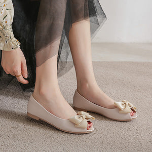 TAOMENGSI Women's Bow Open-Toe Soft Leather Loafers product image 3