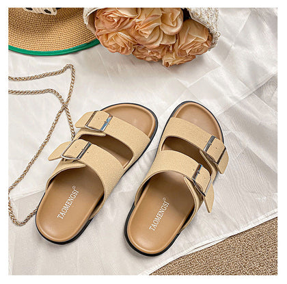 TAOMENGSI Women's Vintage Leather Double-Strap Sandals alternate view 12