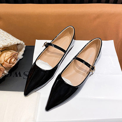 Women's Patent Pointed-Toe Mary Jane Flats – product view 1