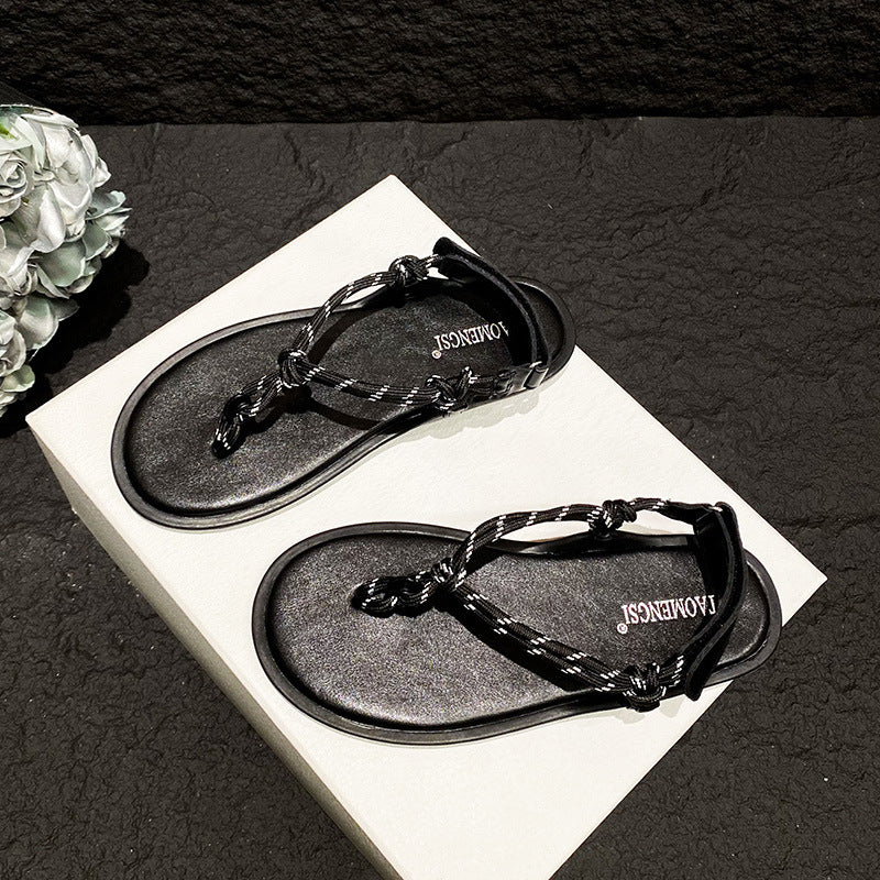TAOMENGSI Women's Knotted Perforated Flat Sandals product image 7