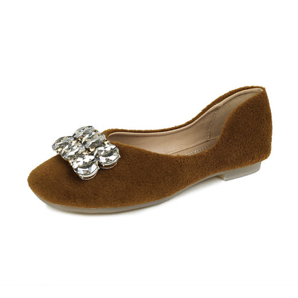 Brown Women's Square-Buckle Soft-Sole Slip-On Flats – product view 7