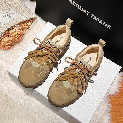 Women's Genuine Leather Plush Platform Trainer Sneakers – product view 4