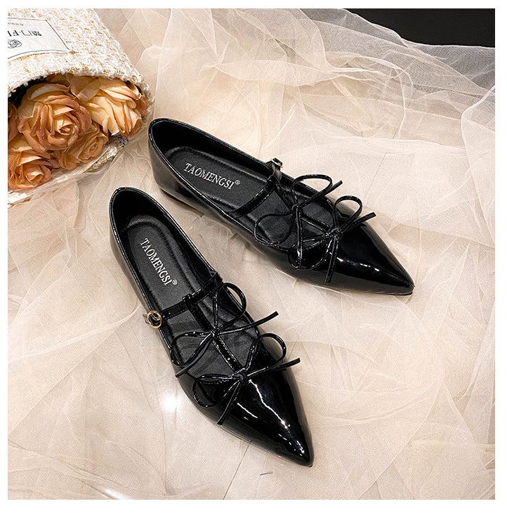 Women's Pointed-Toe Bow Mary Jane Flats detail image 7