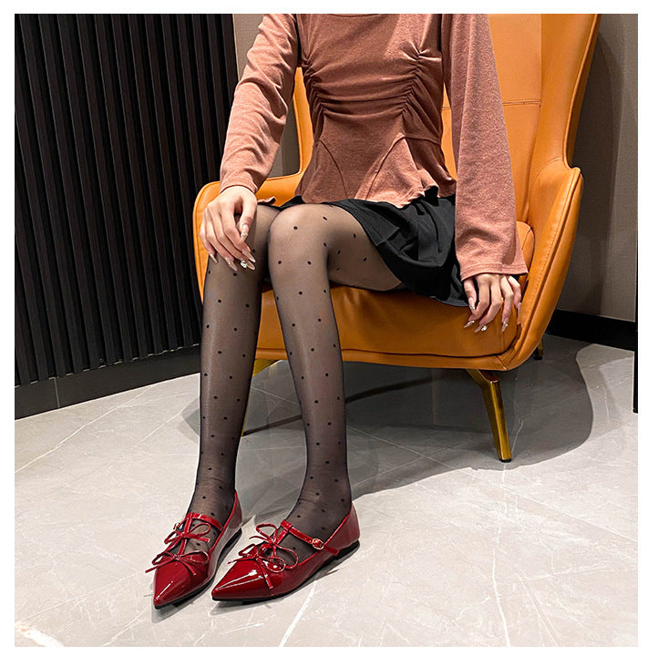 Women's Pointed-Toe Bow Mary Jane Flats detail image 9